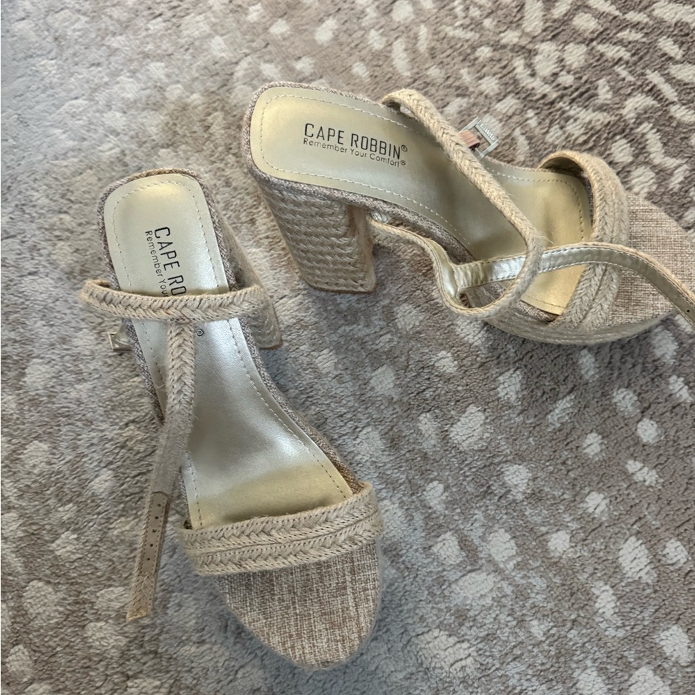 Cape Robbin Beige Textured Heels